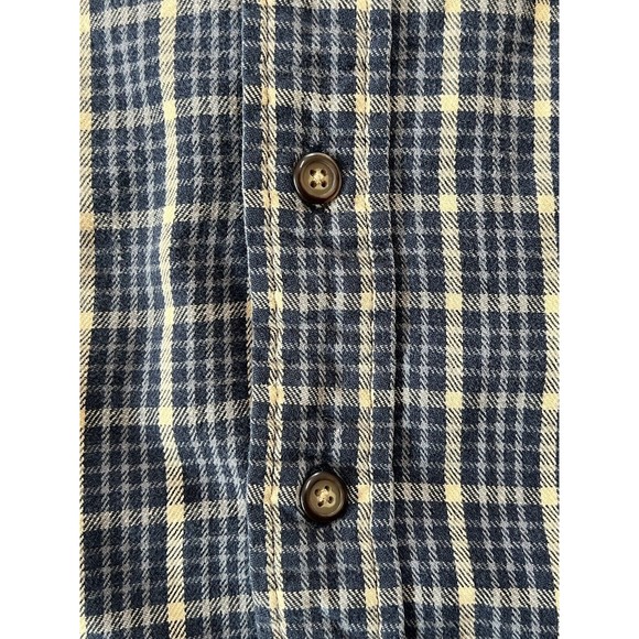 G.H. Bass & Co Men Large Yellow/Blue Plaid Long Sleeve Button Down Flannel Shirt - Picture 5 of 9